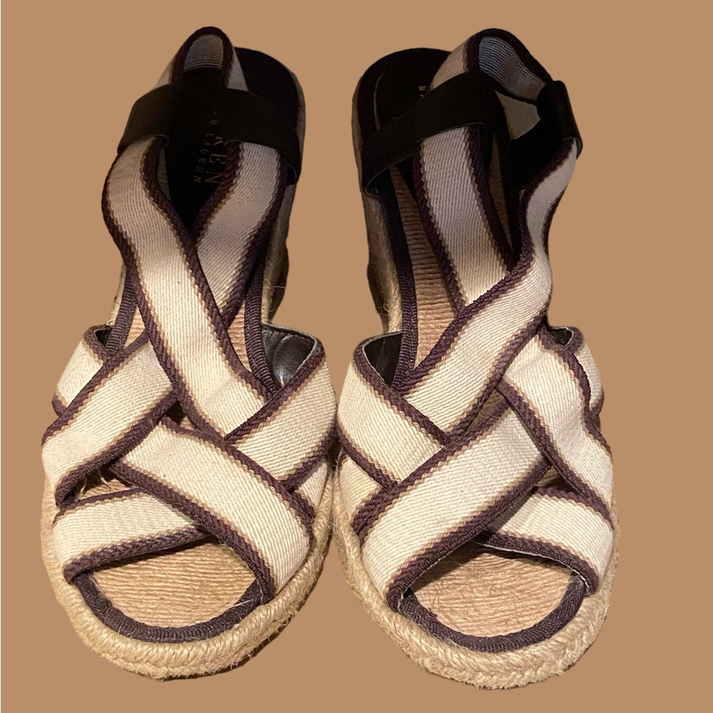 Like New Ralph Lauren Brown Rope Wedges 9